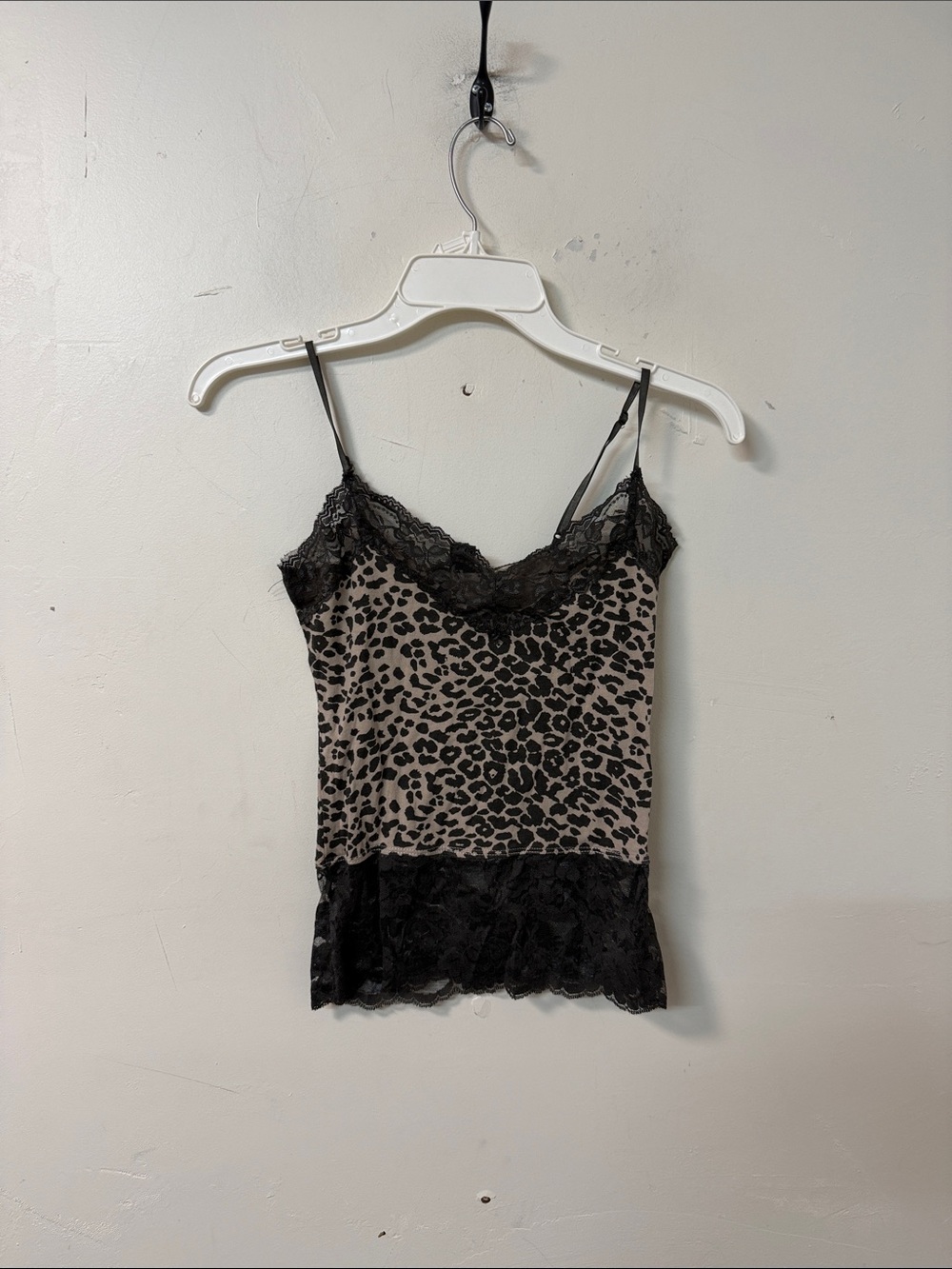 Bozzolo Leopard Print Lace-Trim Camisole - Taupe/Black